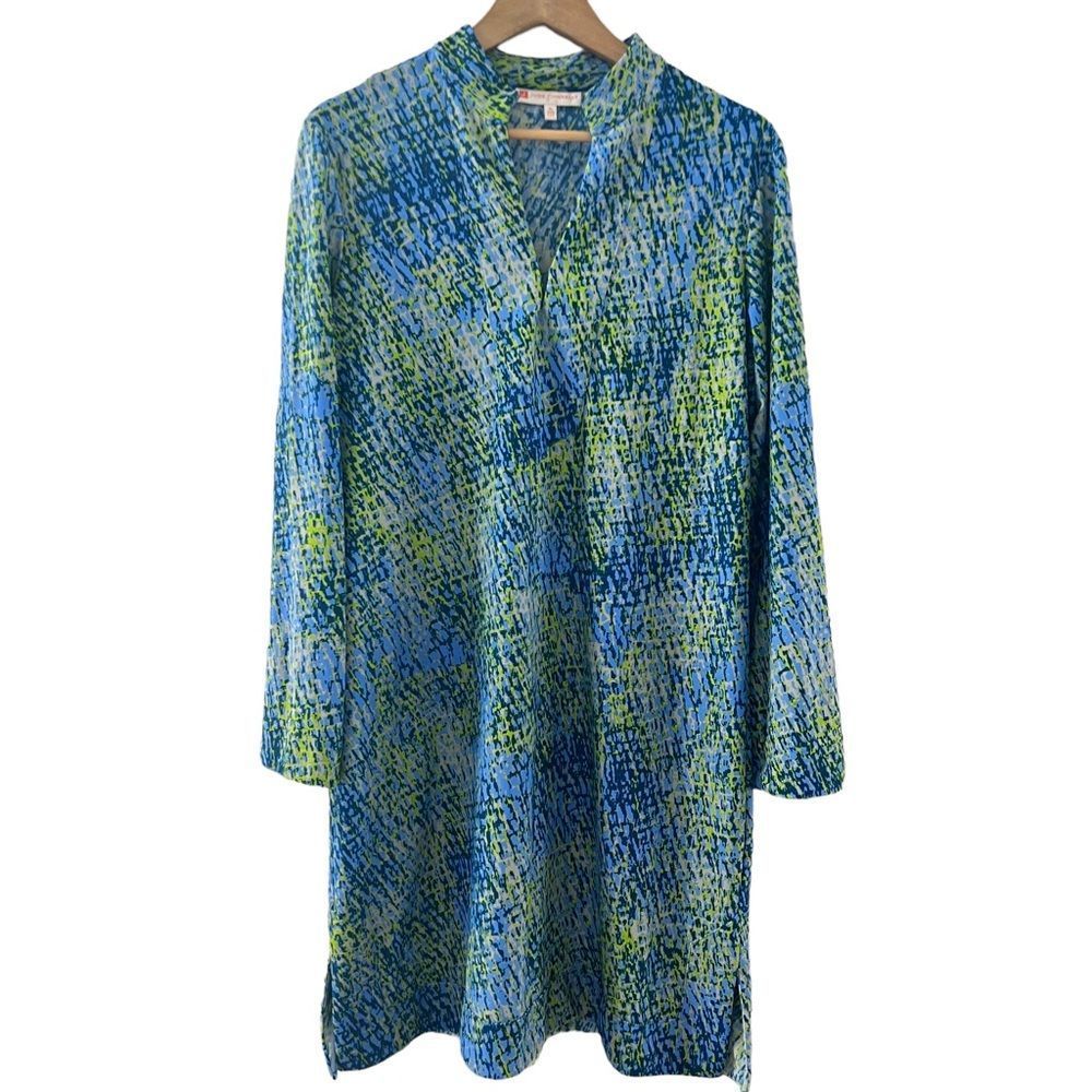 Jude Connally Vibrant Blue and Green Long Sleeve Dress